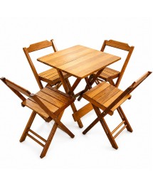 Mesa Dobrável 70 X 70 com 4 Cadeiras - Mel